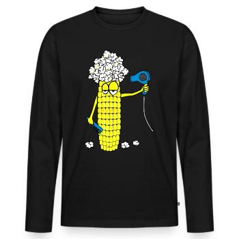 Maiskolben Föhn - Männer Premium Bio Langarmshirt - Schwarz - Vorne - Nico (187cm)