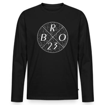 Bro 23 - Männer Premium Bio Langarmshirt - Schwarz - Vorne - Nico (187cm)