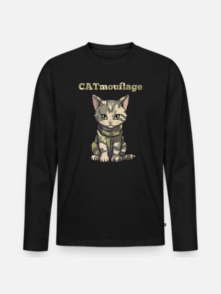 CATmouflage - Männer Premium Bio Langarmshirt - Schwarz