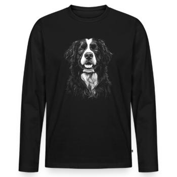 Bouvier Bernois Portrait Chien Chien - T-shirt manches longues Premium bio Homme - noir - Devant - Nico (187cm)