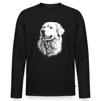 Portrait des Pyrénées Chien de montagne des Pyrénées Chiens - T-shirt manches longues Premium bio Homme - noir - Devant - Nico (187cm)