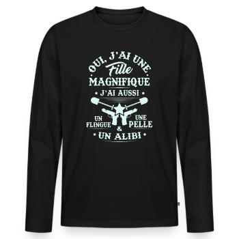 T-shirt for Dad - I have a beautiful girl - Men's Premium Organic Long Sleeve Shirt - black - Front - Nico (187cm)