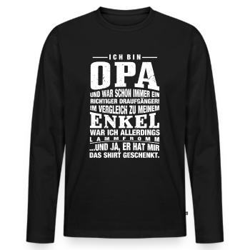 Opa vs. Enkel - Männer Premium Bio Langarmshirt - Schwarz - Vorne - Nico (187cm)