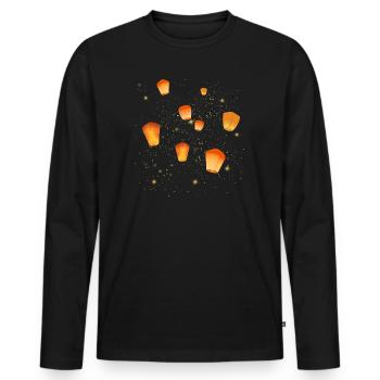 Sky Lanterns - Men's Premium Organic Long Sleeve Shirt - black - Front - Nico (187cm)
