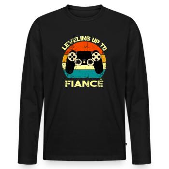 Leveled Up To Fiancé / Lustiges Spielen / Gamer Geek - Männer Premium Bio Langarmshirt - Schwarz - Vorne - Nico (187cm)