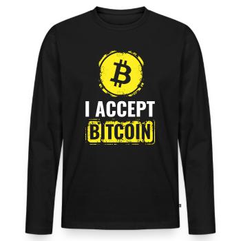 Bitcoin crypto-monnaie T-shirt - T-shirt manches longues Premium bio Homme - noir - Devant - Nico (187cm)