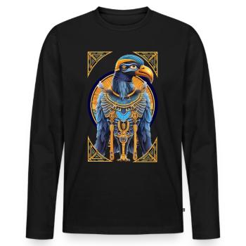 Horus égyptien - T-shirt manches longues Premium bio Homme - noir - Devant - Nico (187cm)