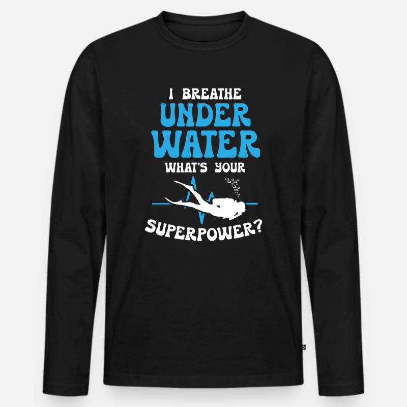 Funny Scuba Diving - Männer Premium Bio Langarmshirt - Schwarz