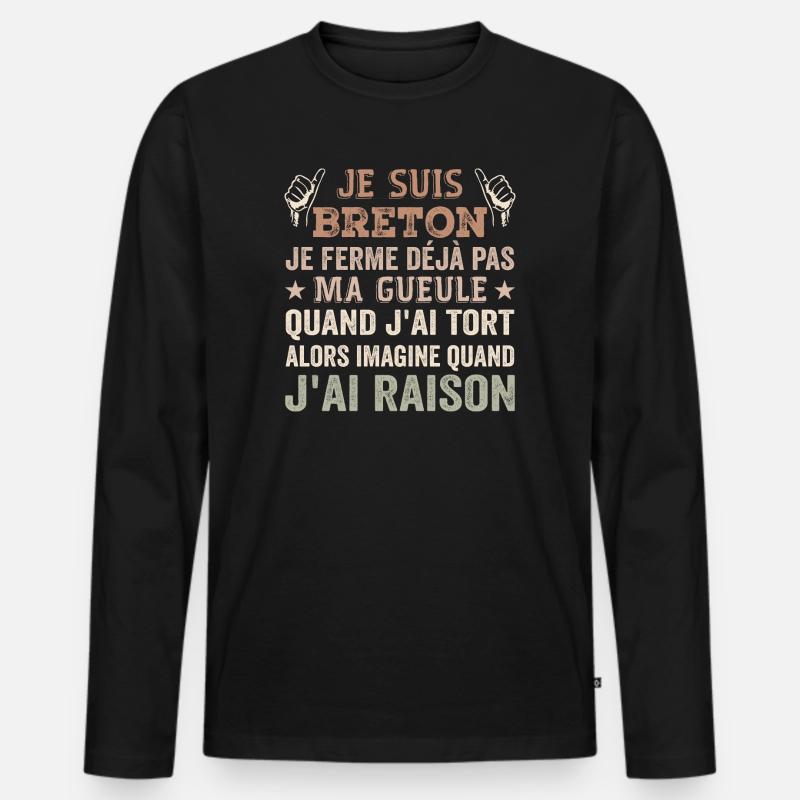 Ich bin Bretone - Männer Premium Bio Langarmshirt - Schwarz