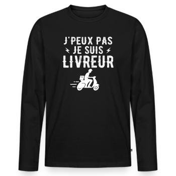 I can't I'm a delivery person - Men's Premium Organic Long Sleeve Shirt - black - Front - Nico (187cm)