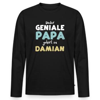 Dieser Geniale Papa Gehört Zu Da... - Männer Premium Bio Langarmshirt - Schwarz - Vorne - Nico (187cm)