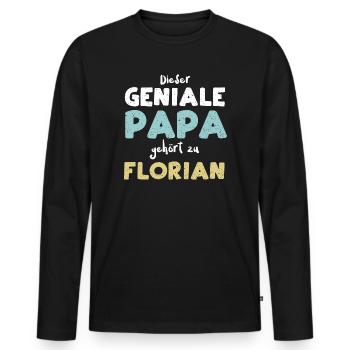 Dieser Geniale Papa Gehört Zu Fl... - Männer Premium Bio Langarmshirt - Schwarz - Vorne - Nico (187cm)