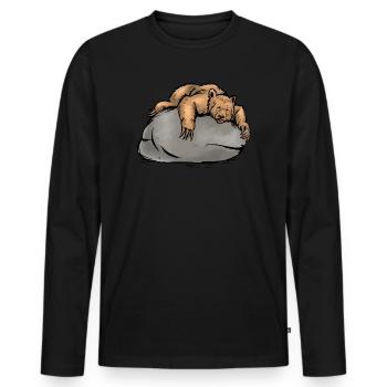 Bären Office Employee Colleague Motivation Bear - Men's Premium Organic Long Sleeve Shirt - black - Front - Nico (187cm)
