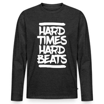 Techno - Männer Premium Bio Langarmshirt - Anthrazit meliert - Vorne - Nico (187cm)
