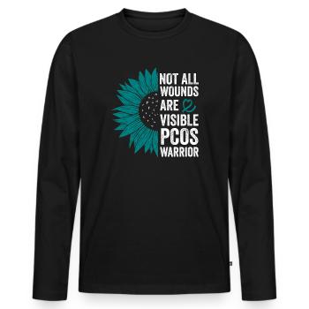 Guerrier SOPK : Combat invisible - T-shirt manches longues Premium bio Homme - noir - Devant - Nico (187cm)