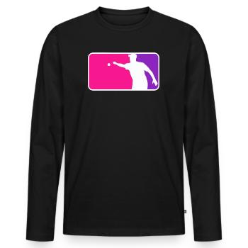 Petanque Boule Petanca Style Major League Rose - T-shirt manches longues Premium bio Homme - noir - Devant - Nico (187cm)