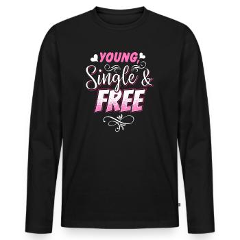 Lustiges junges einzelnes und freies nettes T-Shirt für Singles - Männer Premium Bio Langarmshirt - Schwarz - Vorne - Nico (187cm)