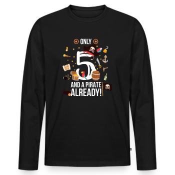 5. Geburtstag Junge "Nur 5 und ein Pirat bereits" - Männer Premium Bio Langarmshirt - Schwarz - Vorne - Nico (187cm)