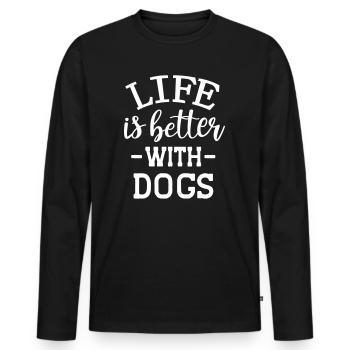 Dog dogs dog lover dog owner gift - Men's Premium Organic Long Sleeve Shirt - black - Front - Nico (187cm)