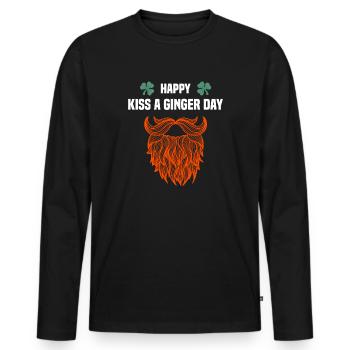 Happy Kiss a Ginger Day Rotschopf rote Haare Bart - Männer Premium Bio Langarmshirt - Schwarz - Vorne - Nico (187cm)
