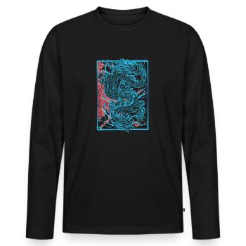 Japanese Dragon Cherry Blossoms Sakura Dragon - Men's Premium Organic Long Sleeve Shirt - black - Front - Nico (187cm)