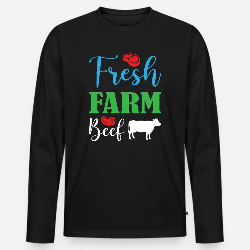 Fresh Farm Beef - Männer Premium Bio Langarmshirt - Schwarz
