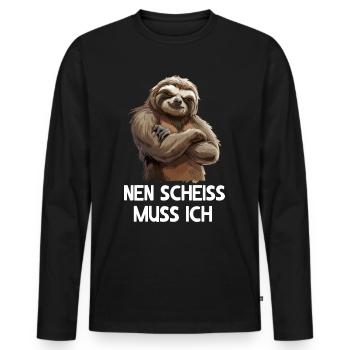 Faultier Sloth Wildnis Nen scheiss muss ich - Männer Premium Bio Langarmshirt - Schwarz - Vorne - Nico (187cm)