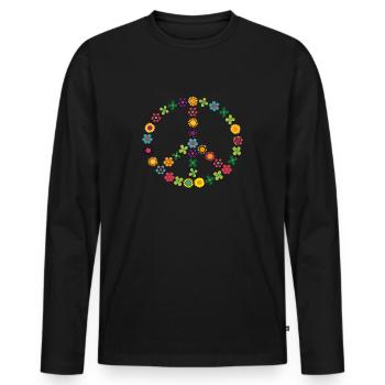 paix signe de paix hippie fleur cadeau des années 60 7e - T-shirt manches longues Premium bio Homme - noir - Devant - Nico (187cm)