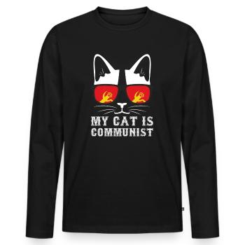 My Cat Is A Communist - Men's Premium Organic Long Sleeve Shirt - black - Front - Nico (187cm)