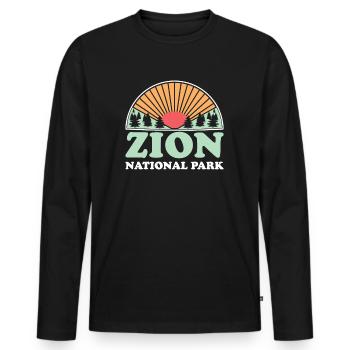 Utah | Etats-Unis - Parc National De Zion - T-shirt manches longues Premium bio Homme - noir - Devant - Nico (187cm)