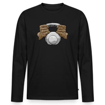 Bodybuilder Leg Day Kettlebells Krafttraining - Männer Premium Bio Langarmshirt - Schwarz - Vorne - Nico (187cm)