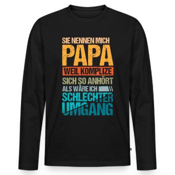 Sie nennen mich Papa - Männer Premium Bio Langarmshirt - Schwarz - Vorne - Nico (187cm)
