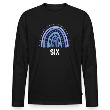 Blue Rainbow Six ans 6e anniversaire - T-shirt manches longues Premium bio Homme - noir - Devant - Nico (187cm)