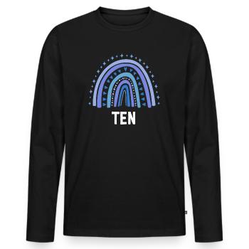 Blue Rainbow Ten Years 10th Birthday - T-shirt manches longues Premium bio Homme - noir - Devant - Nico (187cm)