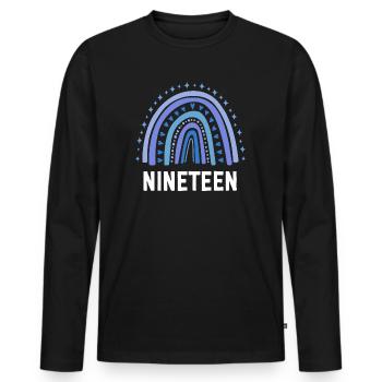 Blau Regenbogen Neunzehn Jahre 19. Geburtstag - Männer Premium Bio Langarmshirt - Schwarz - Vorne - Nico (187cm)