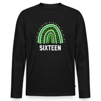 Green Rainbow seize ans 16e anniversaire - T-shirt manches longues Premium bio Homme - noir - Devant - Nico (187cm)