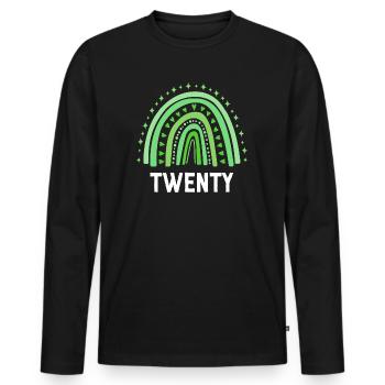 Grün Regenbogen Zwanzig Jahre 20. Geburtstag - Männer Premium Bio Langarmshirt - Schwarz - Vorne - Nico (187cm)