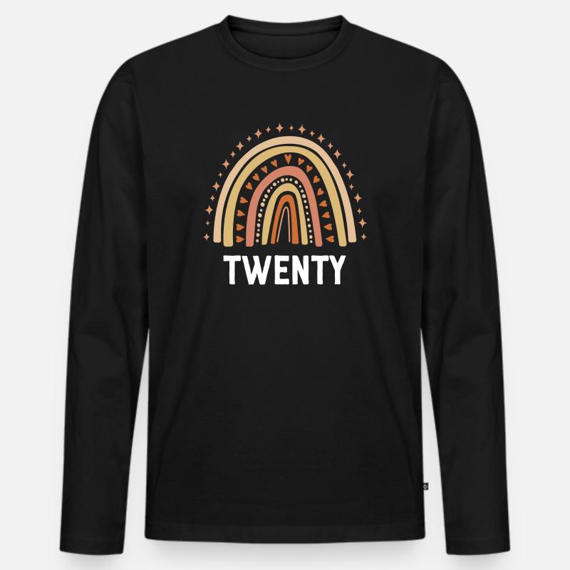 Orange Regenbogen Zwanzig Jahre 20. Geburtstag - Männer Premium Bio Langarmshirt - Schwarz