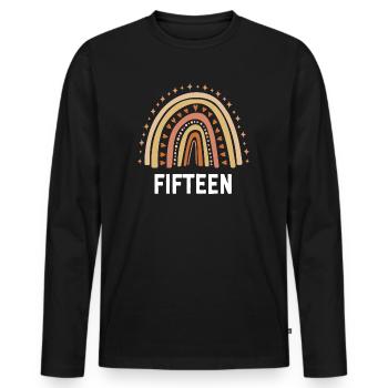 Orange Rainbow Quinze ans 15e anniversaire - T-shirt manches longues Premium bio Homme - noir - Devant - Nico (187cm)