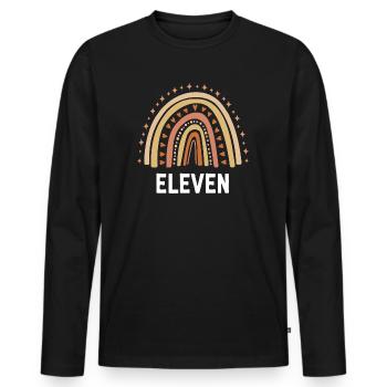 Orange Rainbow Eleven years 11th birthday - Men's Premium Organic Long Sleeve Shirt - black - Front - Nico (187cm)
