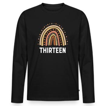 Orange Rainbow Treize ans 13e anniversaire - T-shirt manches longues Premium bio Homme - noir - Devant - Nico (187cm)
