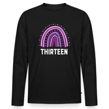 Lila Regenbogen Dreizehn Jahre 13. Geburtstag - Männer Premium Bio Langarmshirt - Schwarz - Vorne - Nico (187cm)
