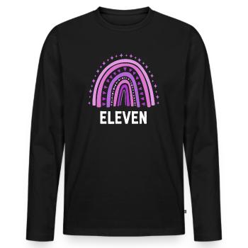 Lila Regenbogen Elf Jahre 11. Geburtstag - Männer Premium Bio Langarmshirt - Schwarz - Vorne - Nico (187cm)