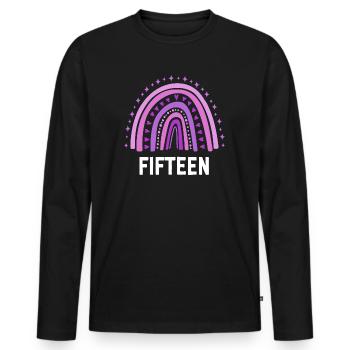 Purple Rainbow quinze ans 15e anniversaire - T-shirt manches longues Premium bio Homme - noir - Devant - Nico (187cm)