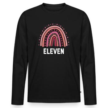 Rot Regenbogen Elf Jahre 11. Geburtstag - Männer Premium Bio Langarmshirt - Schwarz - Vorne - Nico (187cm)