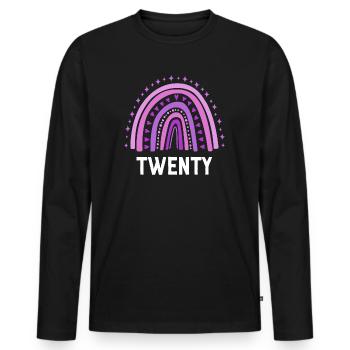 Lila Regenbogen Zwanzig Jahre 20. Geburtstag - Männer Premium Bio Langarmshirt - Schwarz - Vorne - Nico (187cm)