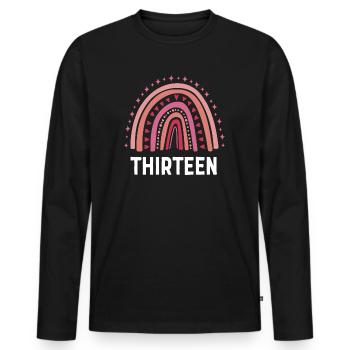 Rot Regenbogen Dreizehn Jahre 13. Geburtstag - Männer Premium Bio Langarmshirt - Schwarz - Vorne - Nico (187cm)