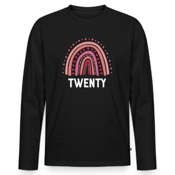 Rot Regenbogen Zwanzig Jahre 20. Geburtstag - Männer Premium Bio Langarmshirt - Schwarz - Vorne - Nico (187cm)