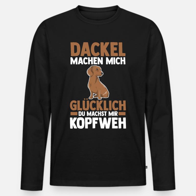 Hund Dackel - Männer Premium Bio Langarmshirt - Schwarz