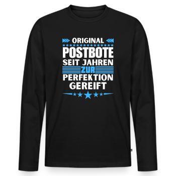 Zur Perfektion gereifter Postbote - Männer Premium Bio Langarmshirt - Schwarz - Vorne - Nico (187cm)